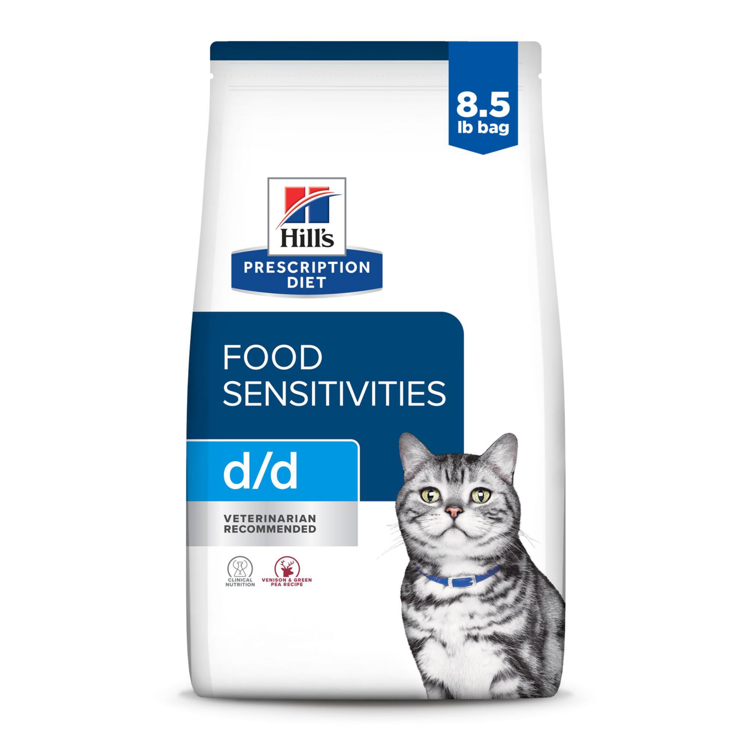Hills Prescription Diet d/d Food Sensitivities Venison & Green Pea Formula Dry Cat Food Veterinary Diet 8.5 lb. Bag