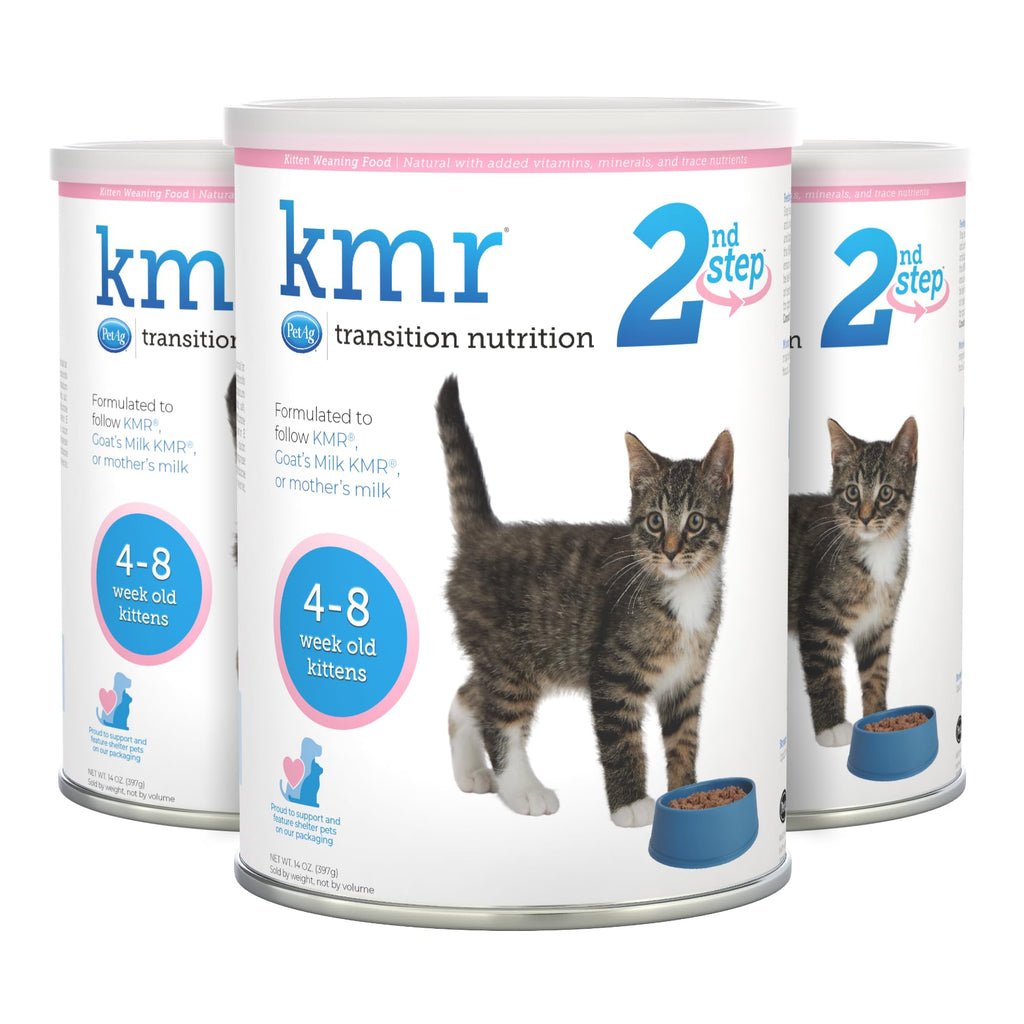 Pet-Ag KMR 2nd Step Kitten Weaning Food - 14 oz Pack of 3 - Powdered Kitten Weaning Formula with DHA Natural Milk Protein Vitamins & Minerals for Kittens 4-8 Weeks Old - Easy to Digest