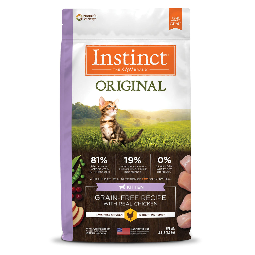 Instinct Original Kitten Grain Free Recipe with Real Chicken Natural Dry Cat Food 4.5 lb. Bag (Pack of 4)