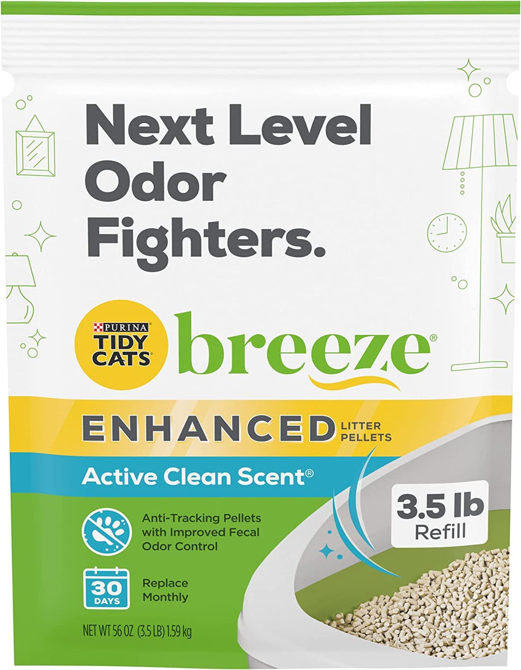 Purina Tidy Cats Non Clumping Cat Litter Breeze Enhanced Pellets Multi Cat Litter - 3.5 lb. Bag
