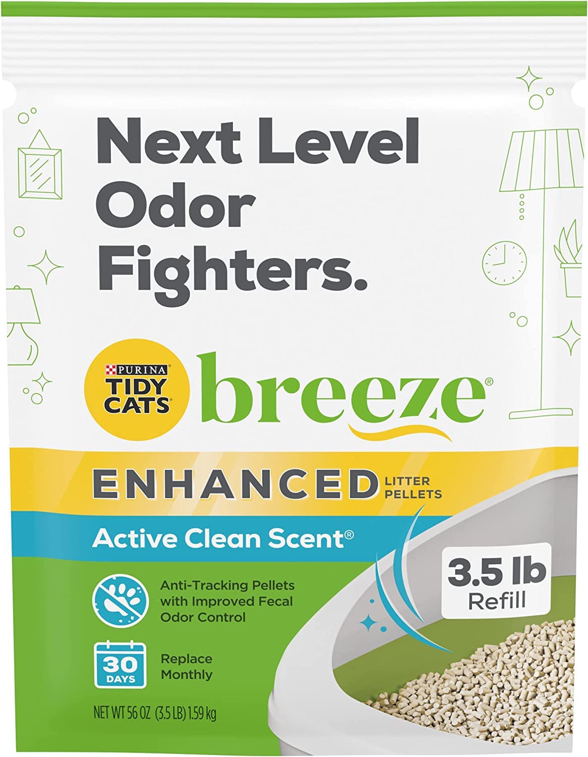 Purina Tidy Cats Non Clumping Cat Litter Breeze Enhanced Pellets Multi Cat Litter - 3.5 lb. Bag