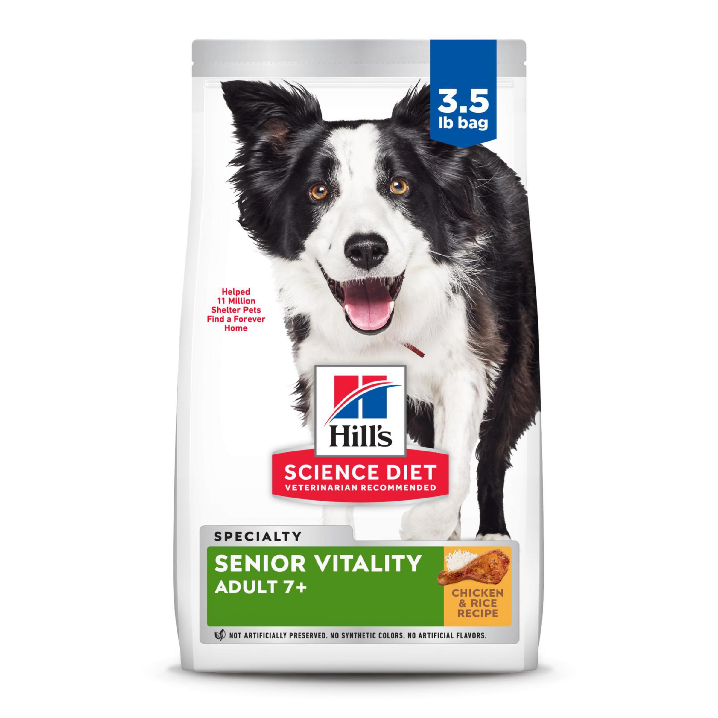 Hills Science Diet Senior Vitality Senior Adult 7+ Senior Premium Nutrition Dry Dog Food Chicken & Rice 3.5 lb Bag
