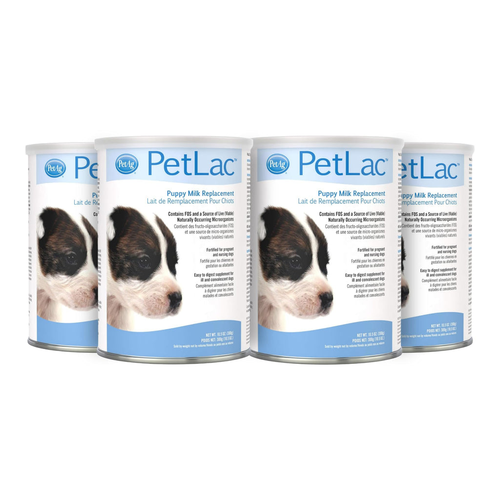 Pet-Ag PetLac Powder for Puppies - 10.5 oz Pack of 4 - Puppy Milk Replacement Powder for Puppies Newborn to Six Weeks Old - Easy to Digest
