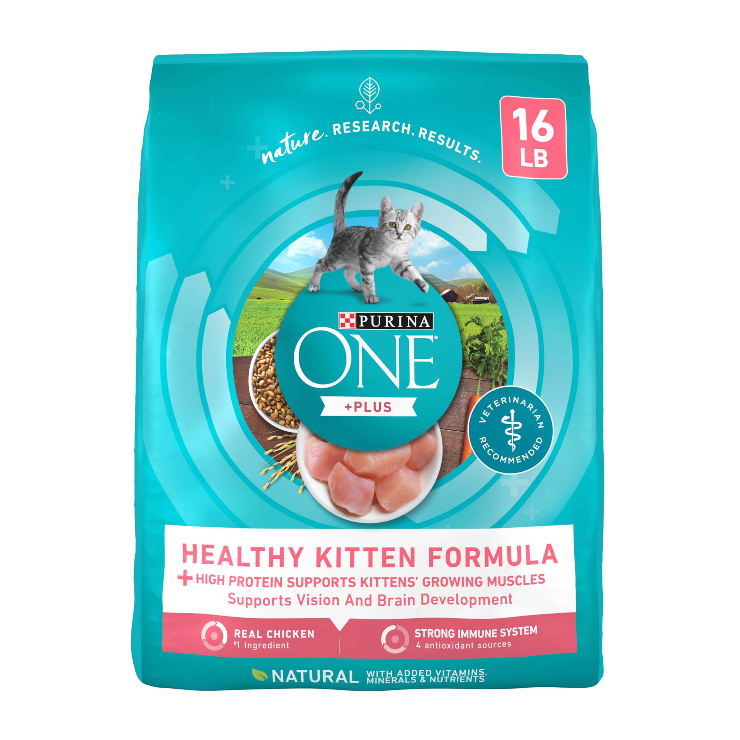 Purina ONE High Protein Natural Dry Kitten Food +Plus Healthy Kitten Formula - 16 lb. Bag