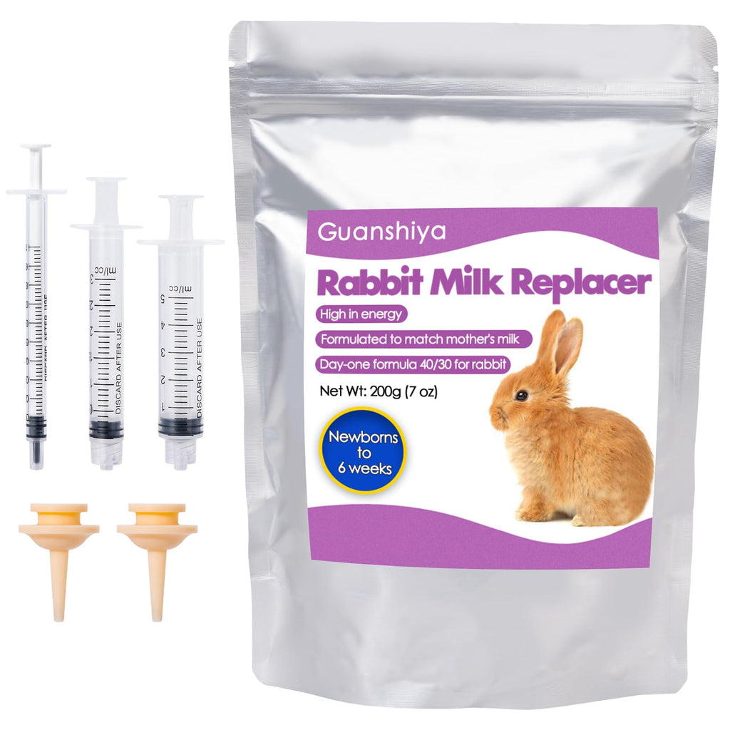 Rabbit Milk Replacer Bunny Milk Replacement - High-Protein Formula for Newborn Bunnies & Orphaned Baby Rabbits Supports Gut Health and Digestion (200 Grams)