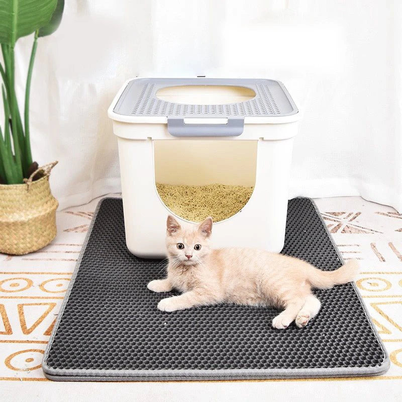 60X90cm 40x50cm Waterproof Cat Litter Mat Double Layer Litter Box Tray Pad Washable Non-Slip Pet Toilet Training Mat