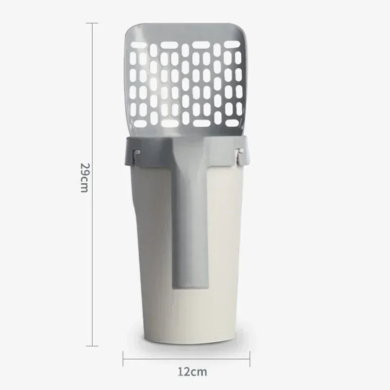 One Piece Cat Litter Scoop All in One Detachable Cat Poop Scooper with Built-in Garbage Bag Box No Mess Durable Pet Supplies