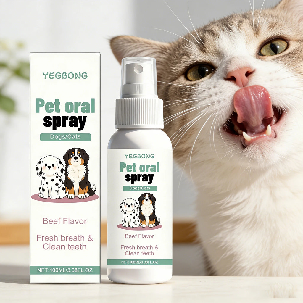 Pet Oral Spray for Dogs Cats Fresh Breath Clean Teeth Remove Plaque Tartar No Rinsing Bad Smell Mouth Harmless Healthy Care