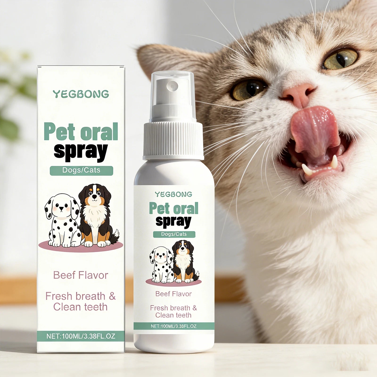 Pet Oral Spray for Dogs Cats Fresh Breath Clean Teeth Remove Plaque Tartar No Rinsing Bad Smell Mouth Harmless Healthy Care