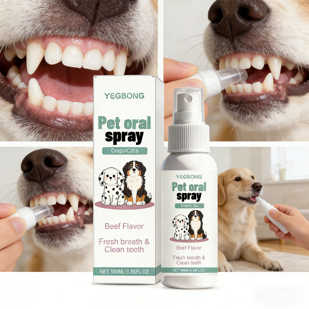Pet Oral Spray for Dogs Cats Fresh Breath Clean Teeth Remove Plaque Tartar No Rinsing Bad Smell Mouth Harmless Healthy Care