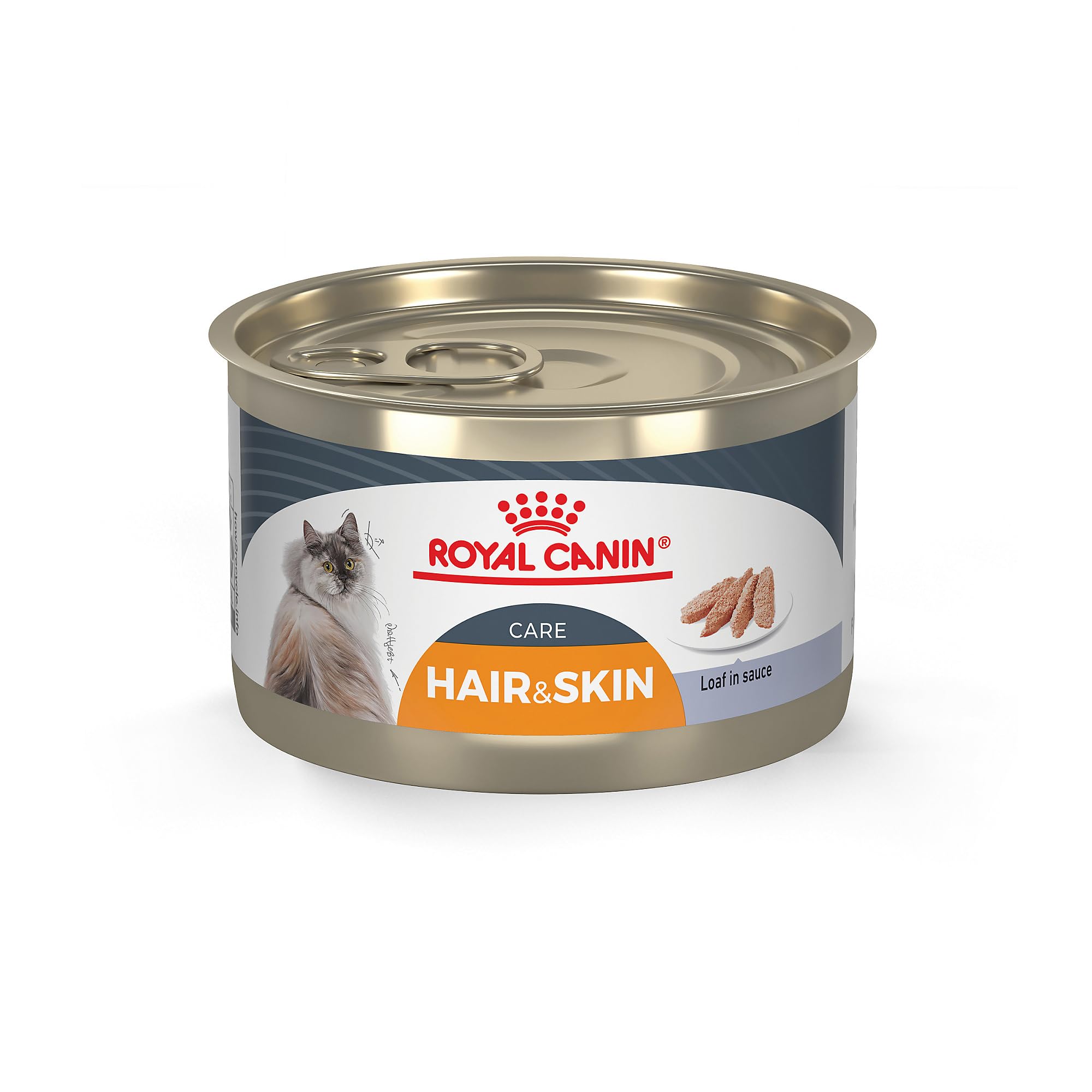 Royal Canin Feline Care Nutrition Hair & Skin Care Loaf in Sauce Canned Cat Food 5.1 oz can (24-count)