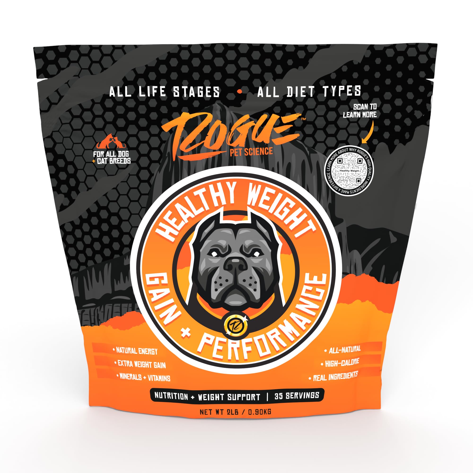 ROGUE PET SCIENCE Healthy Weight - Natural Weight Gainer for Dogs - High Calorie Tasty Dog Food & Cat Food Topper - Supports Weight Gain Gut Health & Digestion - Helps Provide Natural Energy (2 lbs)