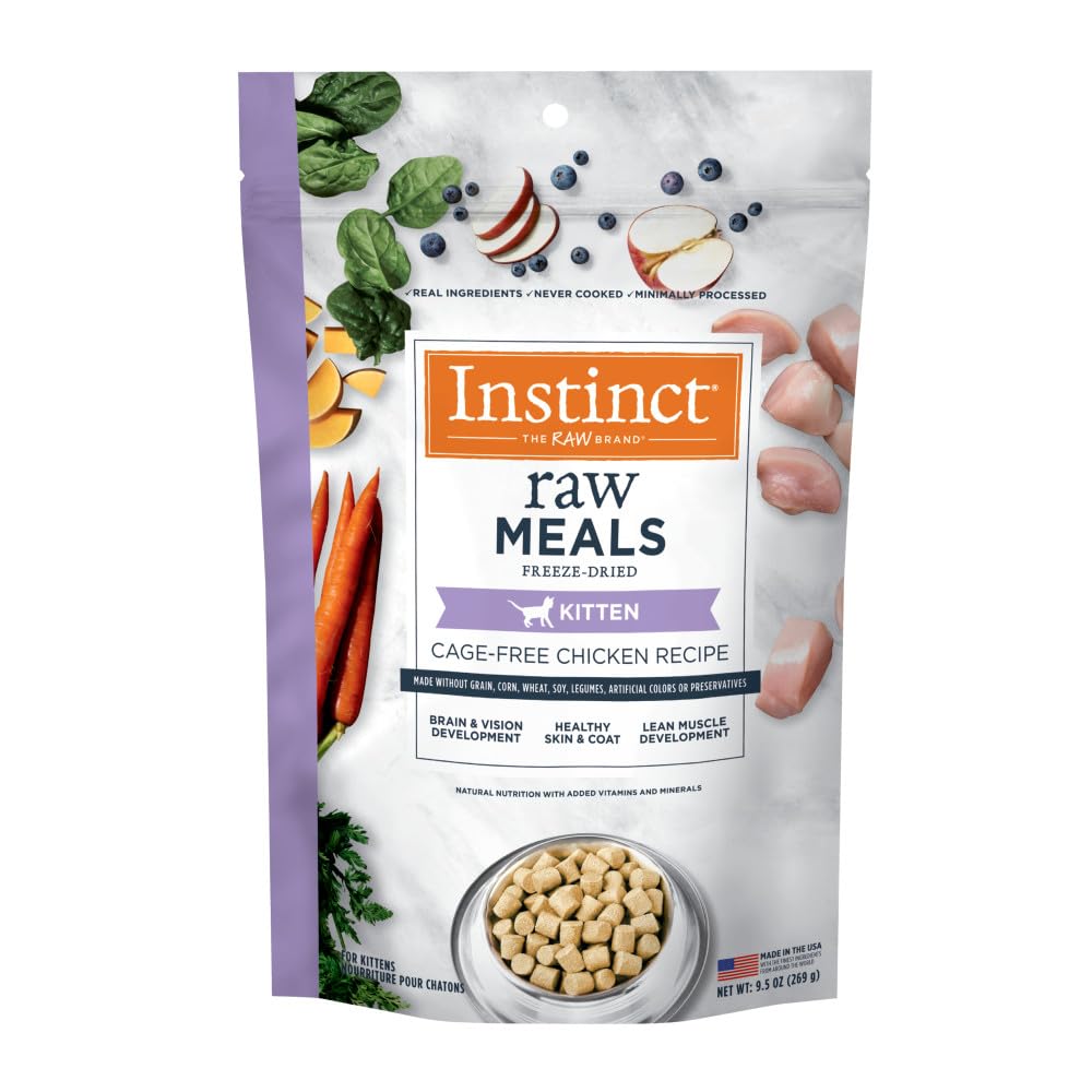 Instinct Kitten Freeze Dried Raw Meals Natural Dry Cat Food Grain Free - Cage Free Chicken 9.5 oz. Bag