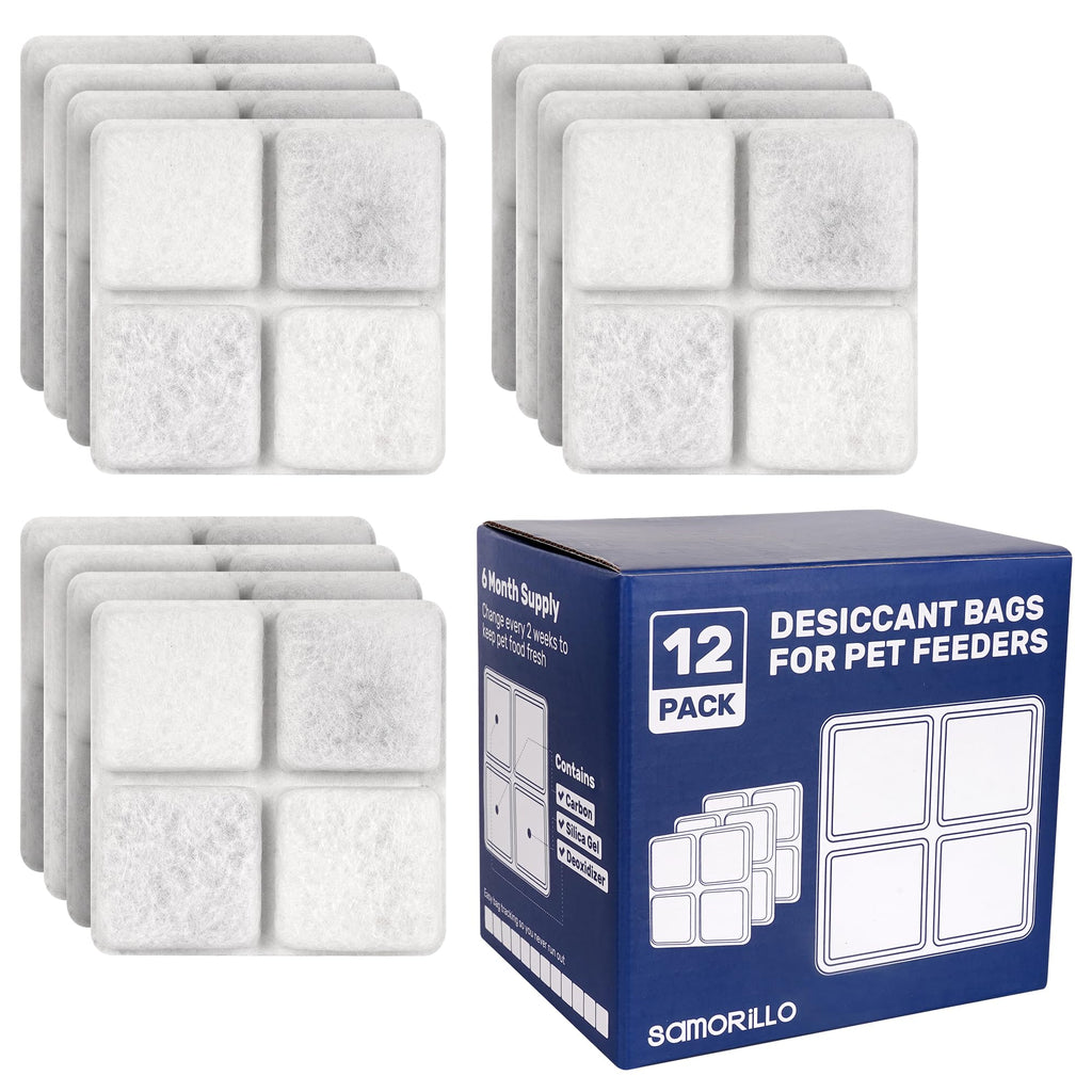 [12 Pack] Desiccant Bag for Petlibro Pet Feeder - Six-Month Supply Keeps Dog Food & Cat Food Dry + Fresh - Removes Moisture & Odors for Automatic Pet Feeders - Made from Silica Carbon & Deoxidizer