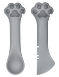 Joyinjojo 2 Pack Dog Cat Food Spoon Spatula Cute Paw Pet Can Opener Mixing Spoons for Dog Cat Wet Food Small Silicone Spatula Cat Treat Spoon Pet Cannd Food Scoop for Dog Cat Grey